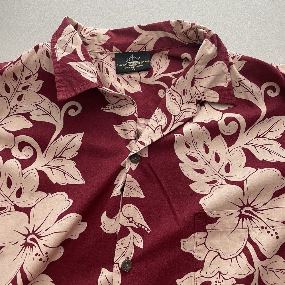 Royal Creations Hawaiian Shirt‎ XL Short Sleeve AOP Floral Red